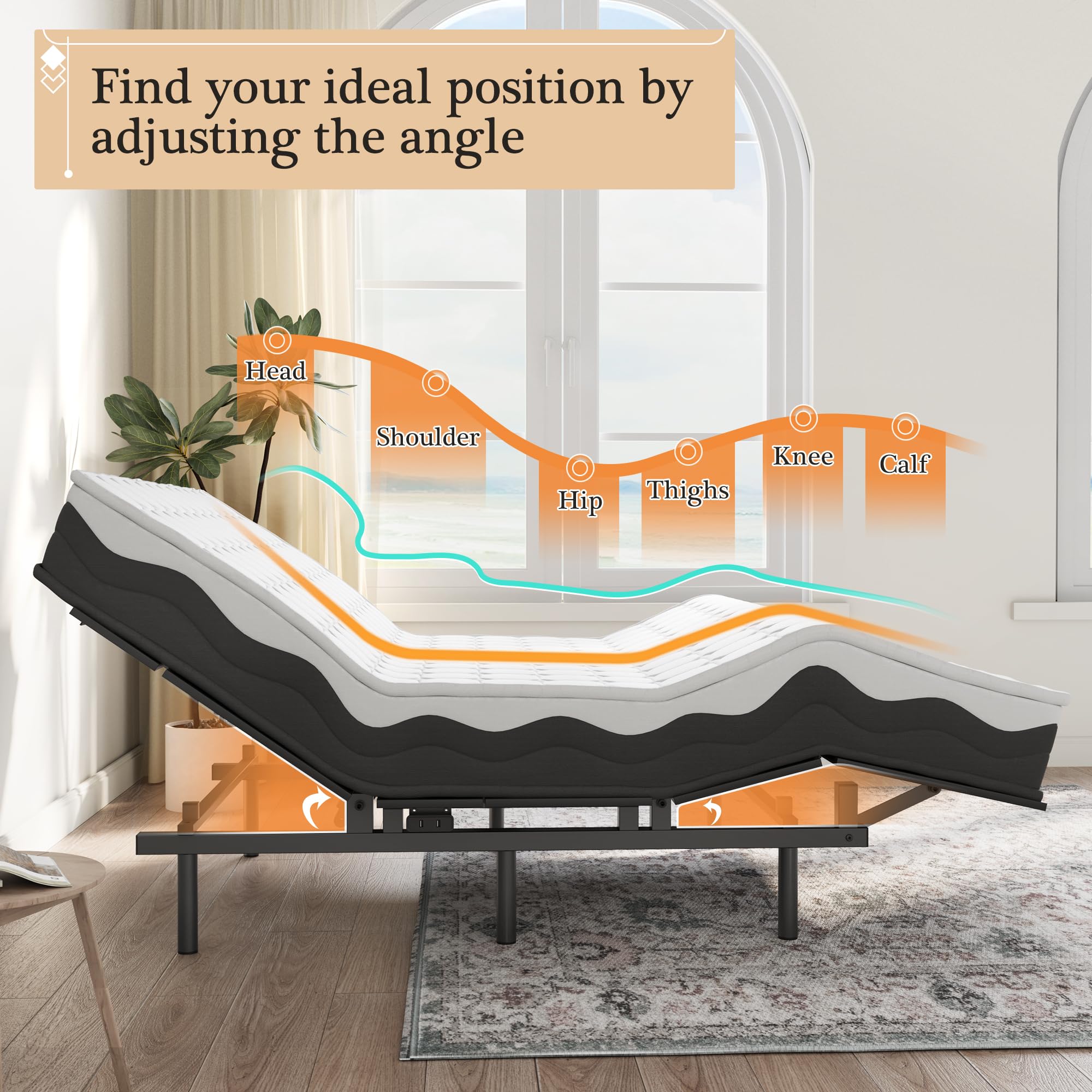 Adjustable Bed Frame -Wireless Remote -Memory Function -Adjustable Bed Base -Head and Foot Lift Incline -Zero Gravity -Quiet Motorfor Lying Down, Reading, Watching TV,Fatigue,Backache[FULL]